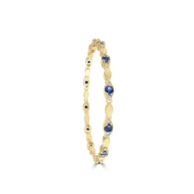 925 Sterling Silver Diamond Pear Sapphire Gelang Klasik Untuk Gadis Wanita