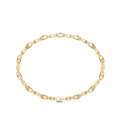925 Sterling Silver Diamond Pear Sapphire Gelang Klasik Untuk Gadis Wanita