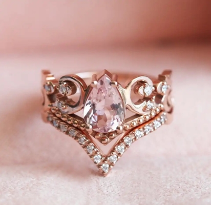 Vintage Bersyukur S925 Mawar Emas Cincin Pertunangan Antik Cz Janji Hadiah Ulang Tahun