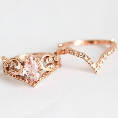 Vintage Bersyukur S925 Mawar Emas Cincin Pertunangan Antik Cz Janji Hadiah Ulang Tahun