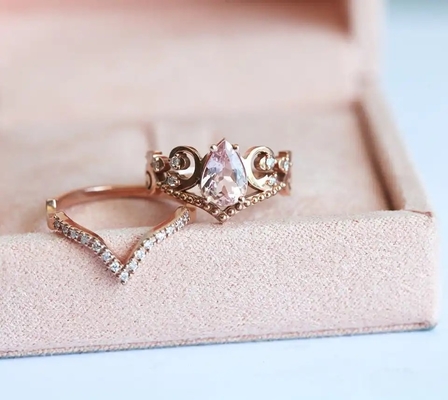 Vintage Bersyukur S925 Mawar Emas Cincin Pertunangan Antik Cz Janji Hadiah Ulang Tahun