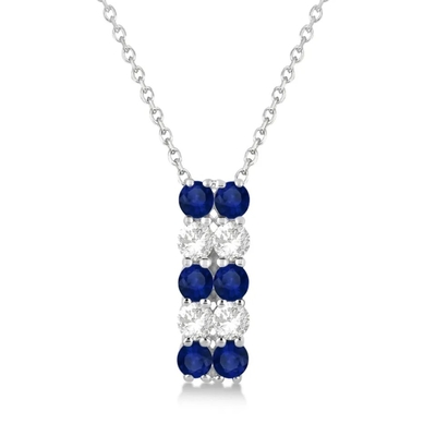 S925 Sterling Silver Elegan Sapphire CZ Perhiasan Wanita Kristal Rantai Kalung Fashion