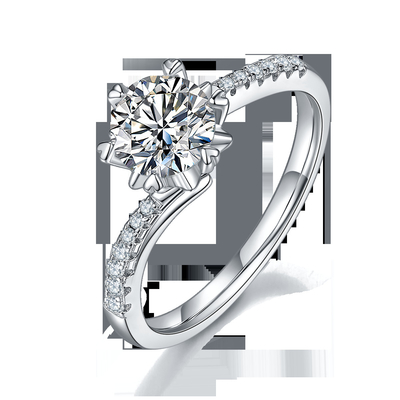 1.30CT Putih Moissanite Dan Sapphire Platineve Berlian Perhiasan Cincin Pertunangan Wanita