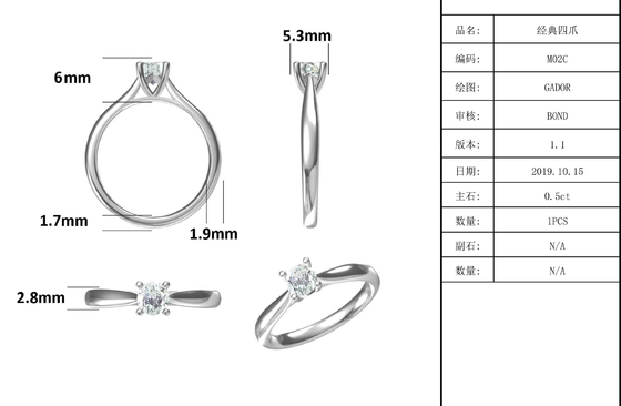 925 Sterling Silver Perhiasan Berlian Moissanite Cincin Pertunangan Janji Cincin untuk Wanita
