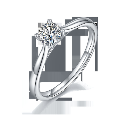 925 Sterling Silver Perhiasan Berlian Moissanite Cincin Pertunangan Janji Cincin untuk Wanita