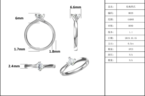 Perhiasan Emas 9K Desain Minimalis Cincin Perak Moissanite 925
