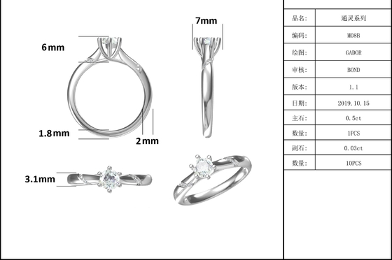 Grosir Moissanite Jewelry 925 Sterling Silver Custom Moissanite Ring Engagement