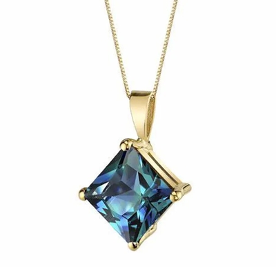 Berlapis Emas Grosir 925 Sterling Silver Perhiasan Fashion Wanita Kalung Lab Dibuat Batu Alexandrite Liontin