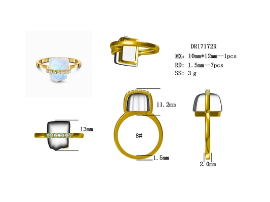 925 Sterling Silver Baku Alami Batu Batu Bulan Perhiasan Batu Permata Pernikahan Cincin Pertunangan