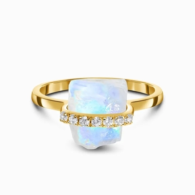 925 Sterling Silver Baku Alami Batu Batu Bulan Perhiasan Batu Permata Pernikahan Cincin Pertunangan