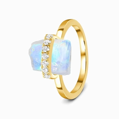 925 Sterling Silver Baku Alami Batu Batu Bulan Perhiasan Batu Permata Pernikahan Cincin Pertunangan