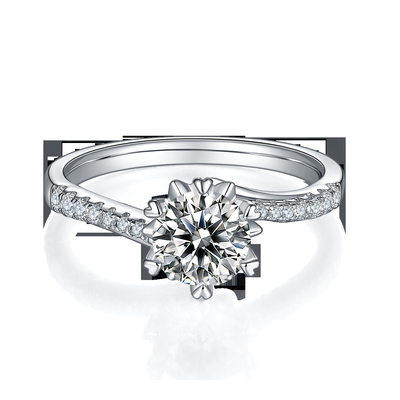 1.30CT Putih Moissanite Dan Sapphire Platineve CZ Perhiasan Cincin Pertunangan Wanita