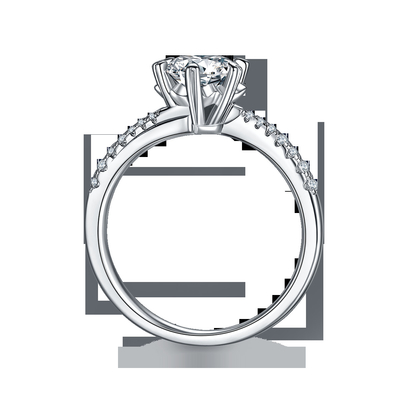1.30CT Putih Moissanite Dan Sapphire Platineve CZ Perhiasan Cincin Pertunangan Wanita
