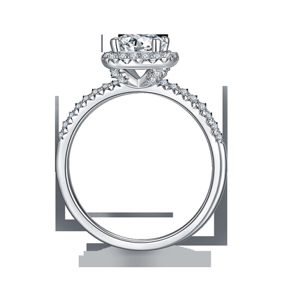 925 Sterling Silver Jewelry Moissanite Engagement Rings Putaran Berbentuk Mungil Band Cincin