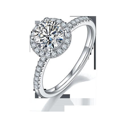 925 Sterling Silver Jewelry Moissanite Engagement Rings Putaran Berbentuk Mungil Band Cincin