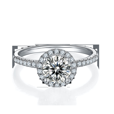 925 Sterling Silver Perhiasan Berlian Moissanite Engagement Rings Putaran Berbentuk Mungil Band Cincin