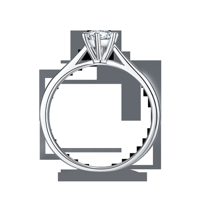 Perhiasan Pernikahan Minimalis Cincin Perak 9K Potong Bulat Putih Moissanite CZ