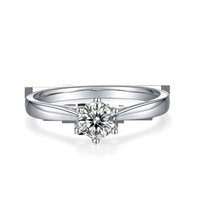 Perhiasan Pernikahan Minimalis Cincin Perak 9K Potong Bulat Putih Moissanite CZ