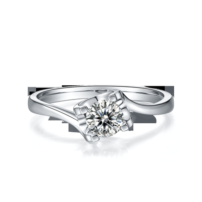 RD 4MM Trapesium Putih Moissanite 9K Cincin Perak CZ Minimalis Perhiasan Pernikahan