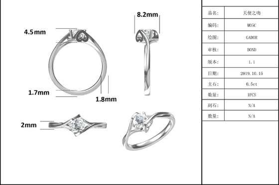 Wanita 3 Karat Alami Moissanite Cincin Batu Permata Pernikahan Janji Pertunangan