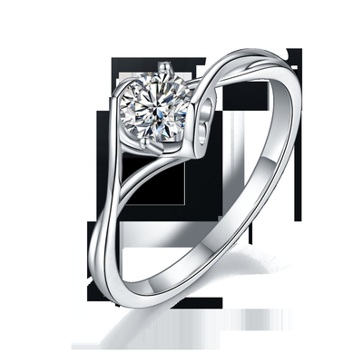 Wanita 3 Karat Alami Moissanite Cincin Batu Permata Pernikahan Janji Pertunangan