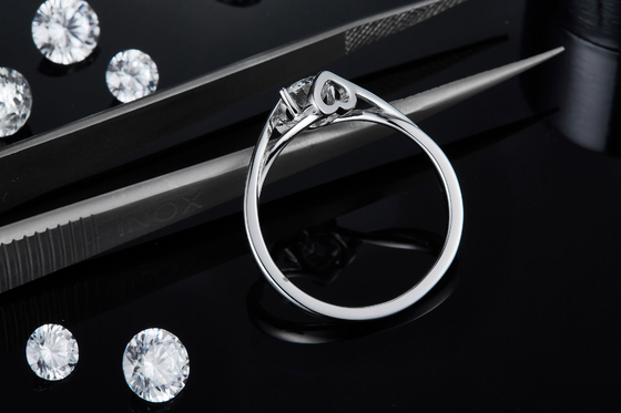 Wanita 3 Karat Alami Moissanite Cincin Batu Permata Pernikahan Janji Pertunangan