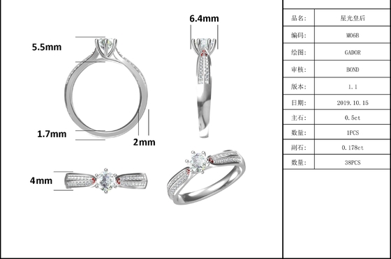 Desain Minimalis Perhiasan Emas 9K, Set Cincin Perak Moissanite 925