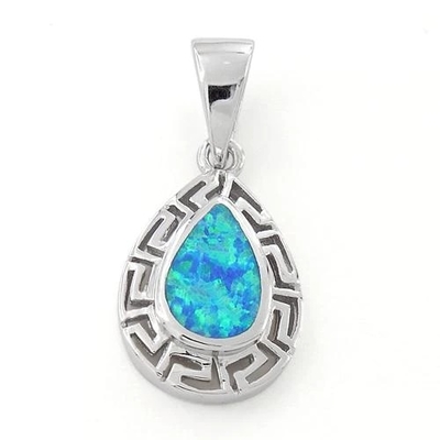 925 Dengan Sterling Silver Opal Pola Yunani Lab Drop Pendant Fine Jewelry Online Untuk Wanita