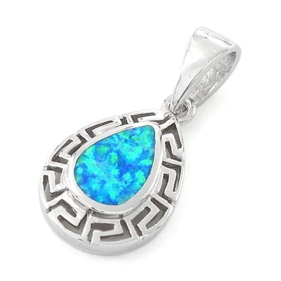 925 Dengan Sterling Silver Opal Pola Yunani Lab Drop Pendant Fine Jewelry Online Untuk Wanita