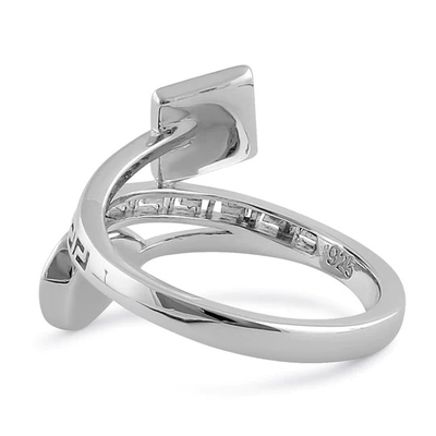 Sterling Sliver 925 Yunani Kuno Liku-liku Kunci Gelombang Modern Desain Cincin Biru Opal Untuk Wanita