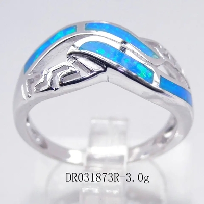 Sterling Silver Grosir Perhiasan Yunani Biru Lab Opal Pernikahan Cincin Perhiasan Opal Sintetis