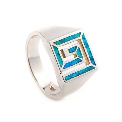 Perhiasan Opal Yunani Antik Alami Dengan Cincin Pertunangan Perak Sterling 925