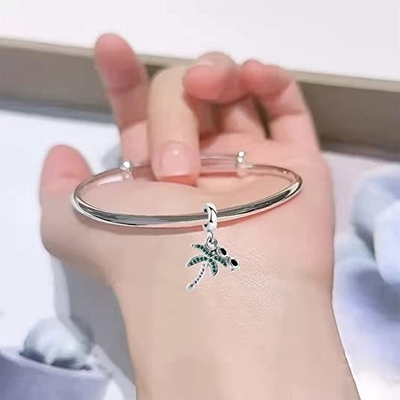 Cabai Perhiasan Pohon Kelapa dengan Kacamata Pantai Holiday Charm Kompatibel dengan Pandora Charms Bracelets