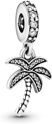 Cabai Perhiasan Pohon Kelapa dengan Kacamata Pantai Holiday Charm Kompatibel dengan Pandora Charms Bracelets