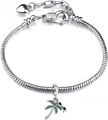 Cabai Perhiasan Pohon Kelapa dengan Kacamata Pantai Holiday Charm Kompatibel dengan Pandora Charms Bracelets
