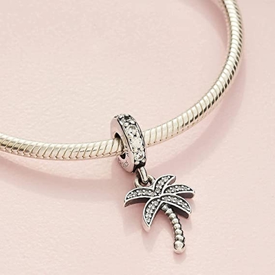 Cabai Perhiasan Pohon Kelapa dengan Kacamata Pantai Holiday Charm Kompatibel dengan Pandora Charms Bracelets