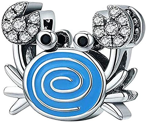 Blue Mermaid Tail &amp; Shell Pearl Charm 925 Sterling Silver Ocean Charm Beads untuk Gelang &amp; Kalung