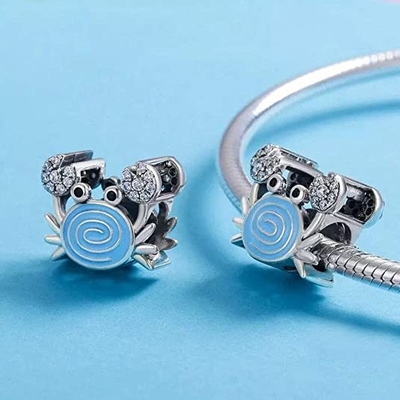 Blue Mermaid Tail &amp; Shell Pearl Charm 925 Sterling Silver Ocean Charm Beads untuk Gelang &amp; Kalung