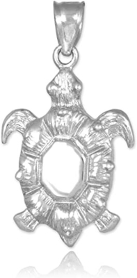 Boma Jewelry Sterling Silver Sea Turtle Animal Pendant Kalung, 18 Inci