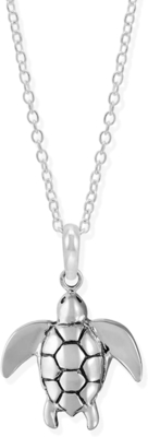 Boma Jewelry Sterling Silver Sea Turtle Animal Pendant Kalung, 18 Inci