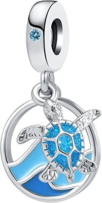 Bintang Laut Tropis &amp; Pesona Gantung Kerang Laut - Manik-manik Perak Sterling 925 - Gelang Mantra Manik Gaya Eropa