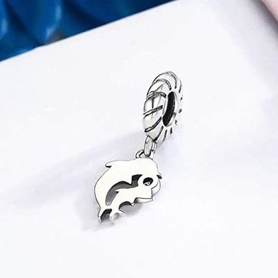 Original 100% 925 Sterling Silver Pesona Manik Cinta Hewan Pesona Ulang Tahun Keluarga Cocok Europeran Gelang DIY Pesona