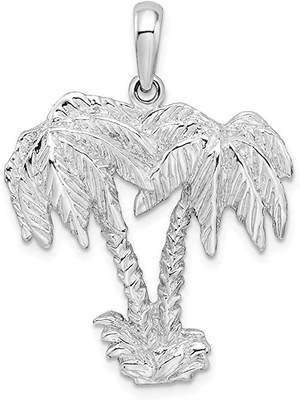 Love Animal Charm Family Birthday Dengan Sterling Silver Polished Palm Tree Pendant