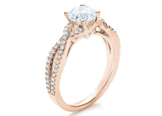 Pengaturan Cakar Cincin Emas Mawar 18K 0.8ct Dengan Berlian GH VS1 GIA