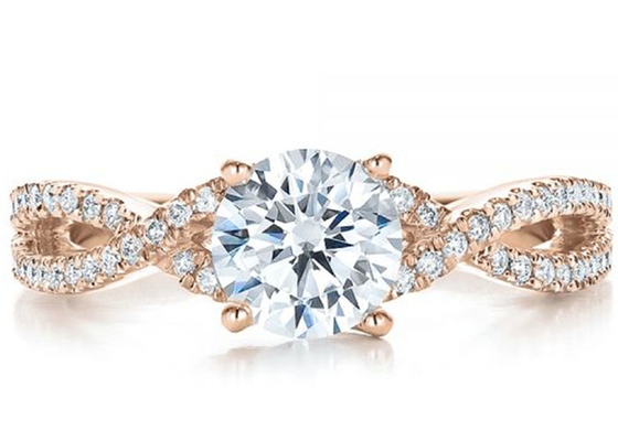 Pengaturan Cakar Cincin Emas Mawar 18K 0.8ct Dengan Berlian GH VS1 GIA