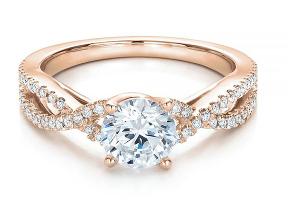 Pengaturan Cakar Cincin Emas Mawar 18K 0.8ct Dengan Berlian GH VS1 GIA