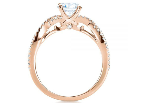 Pengaturan Cakar Cincin Emas Mawar 18K 0.8ct Dengan Berlian GH VS1 GIA