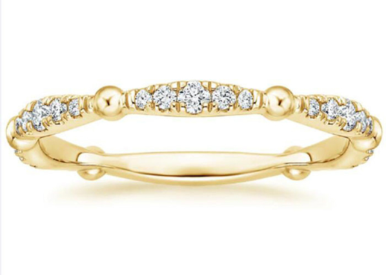 Pave Full Diamond 14K Yellow Gold Jewelry 0.67ct GH VS1 Kejelasan