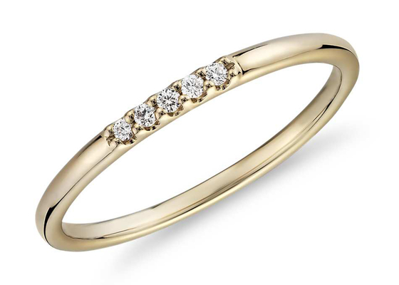 0,05ct 5pcs Cincin Emas 9K 2MM dengan Berlian Alami untuk Pertunangan ODM