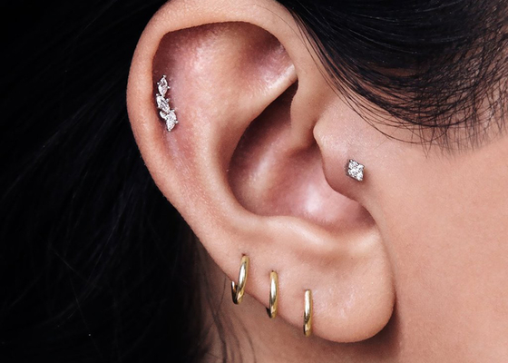 Helix Piercing 14K Gold Clicker Untuk Tragus Tulang Rawan 16g-40g